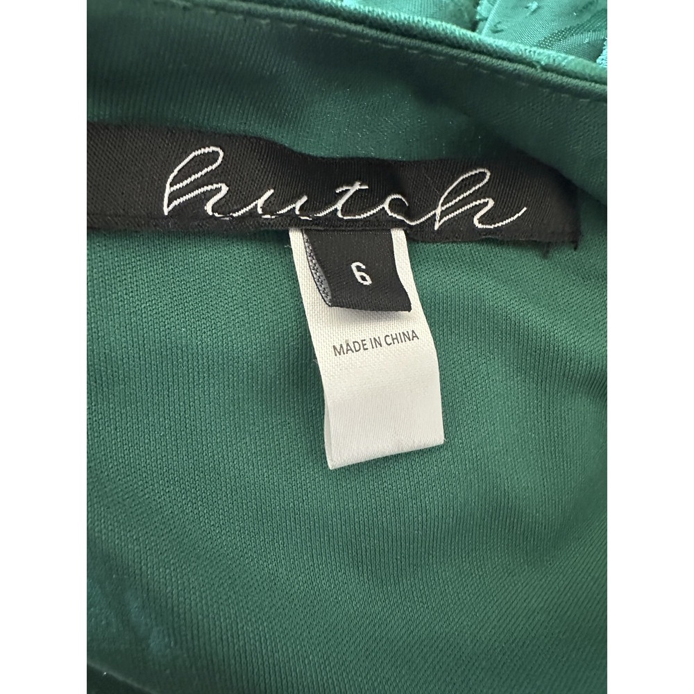 Hutch Empire Smocked Ruffle Short Sleeve Maxi Dress Holiday Green Pockets Size 6 - Picture 8 of 16